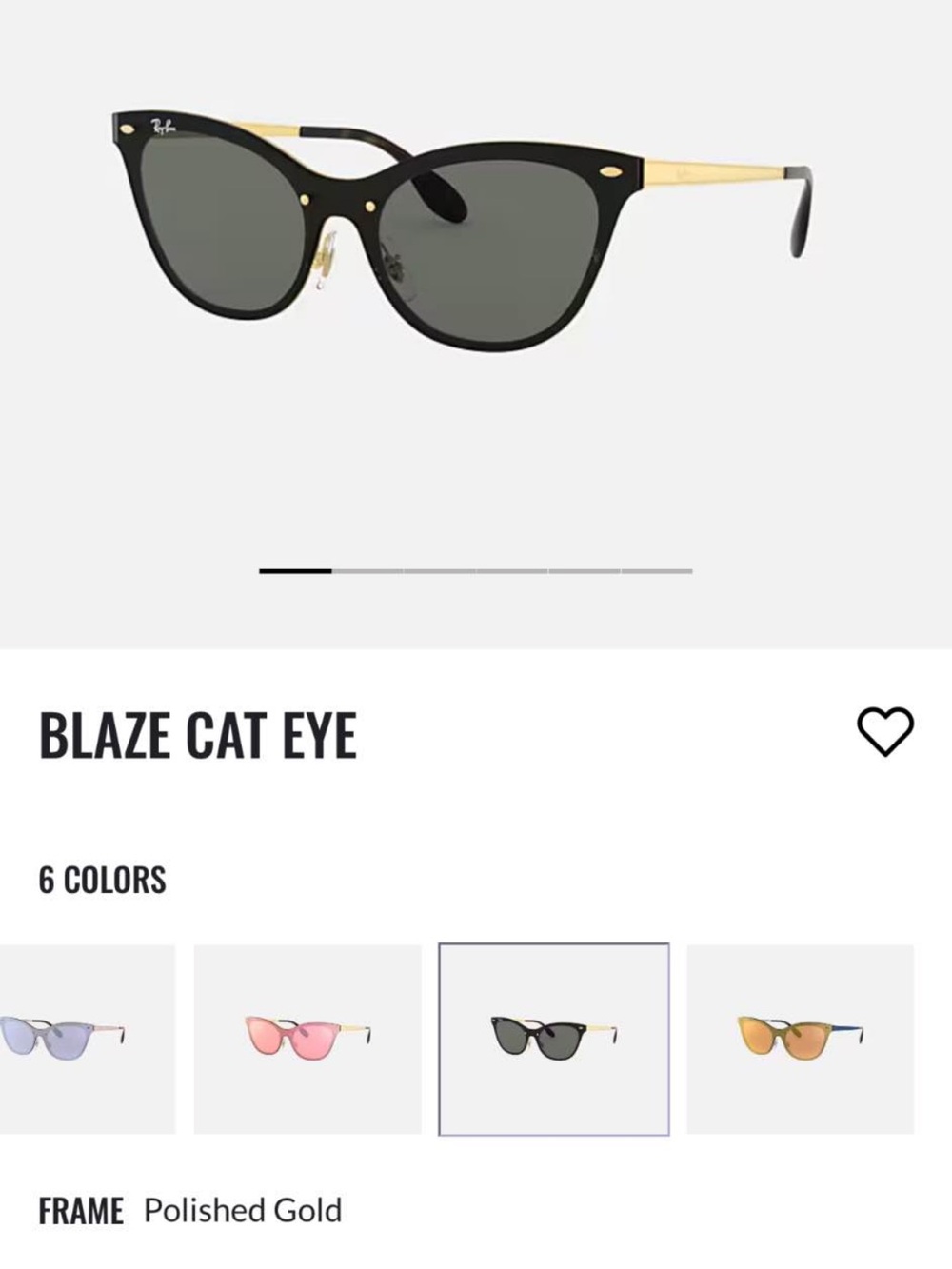Ray-Ban Blaze Cat Eye Sunglasses — Black and Gold like new.